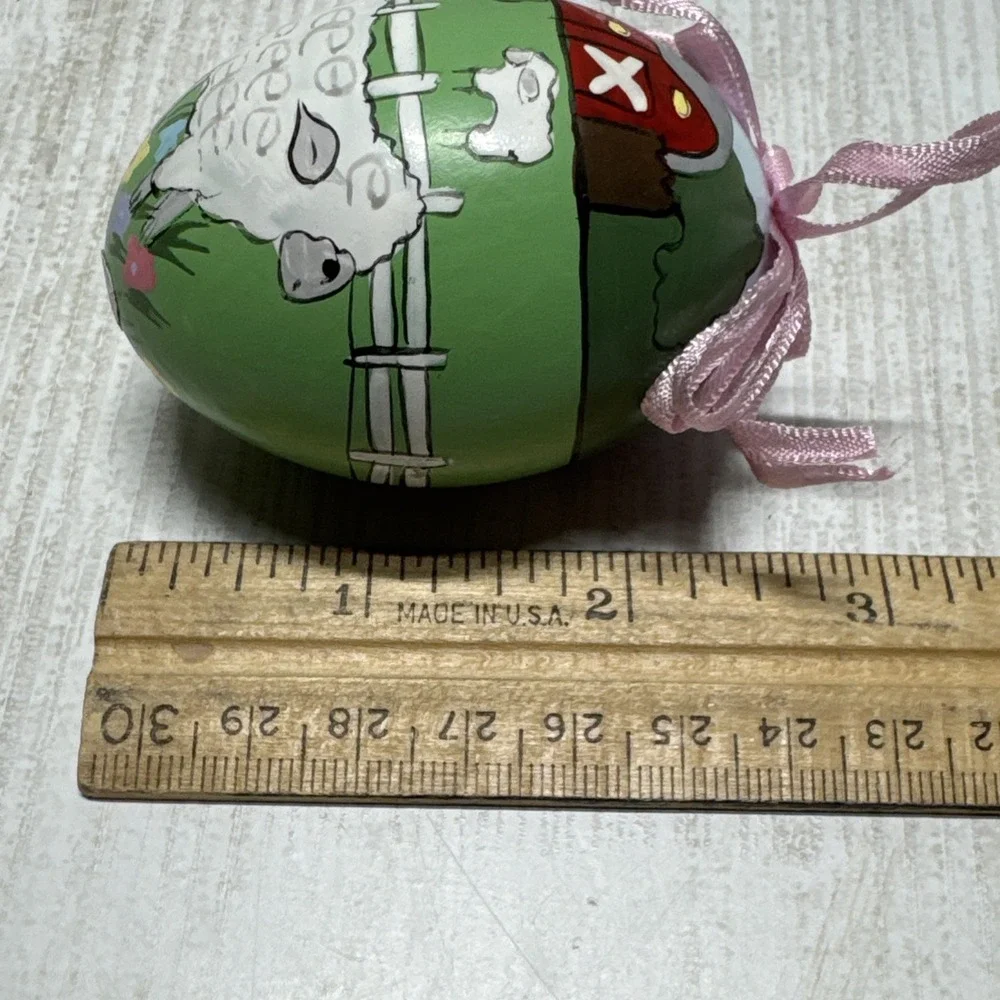 Midwest Lot of 3 Farm Animal Easter Egg Ornaments 2 25 inch Sheep Pig Cow
